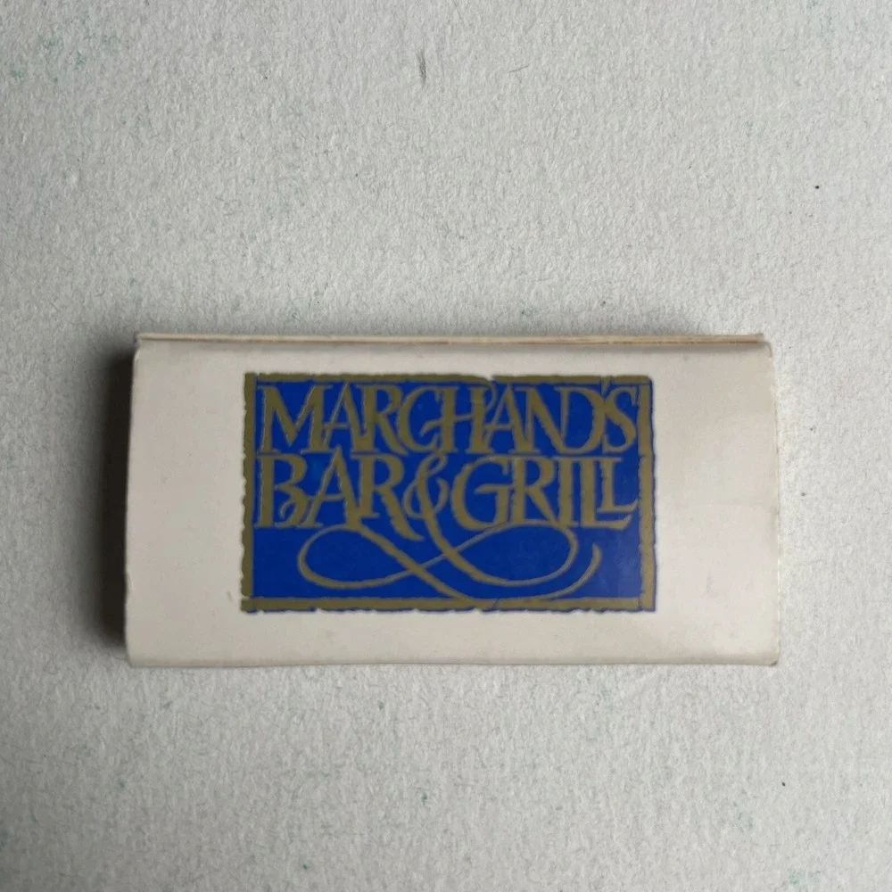 vintage marchands bar‎ and grill matchbook terrace room blue white